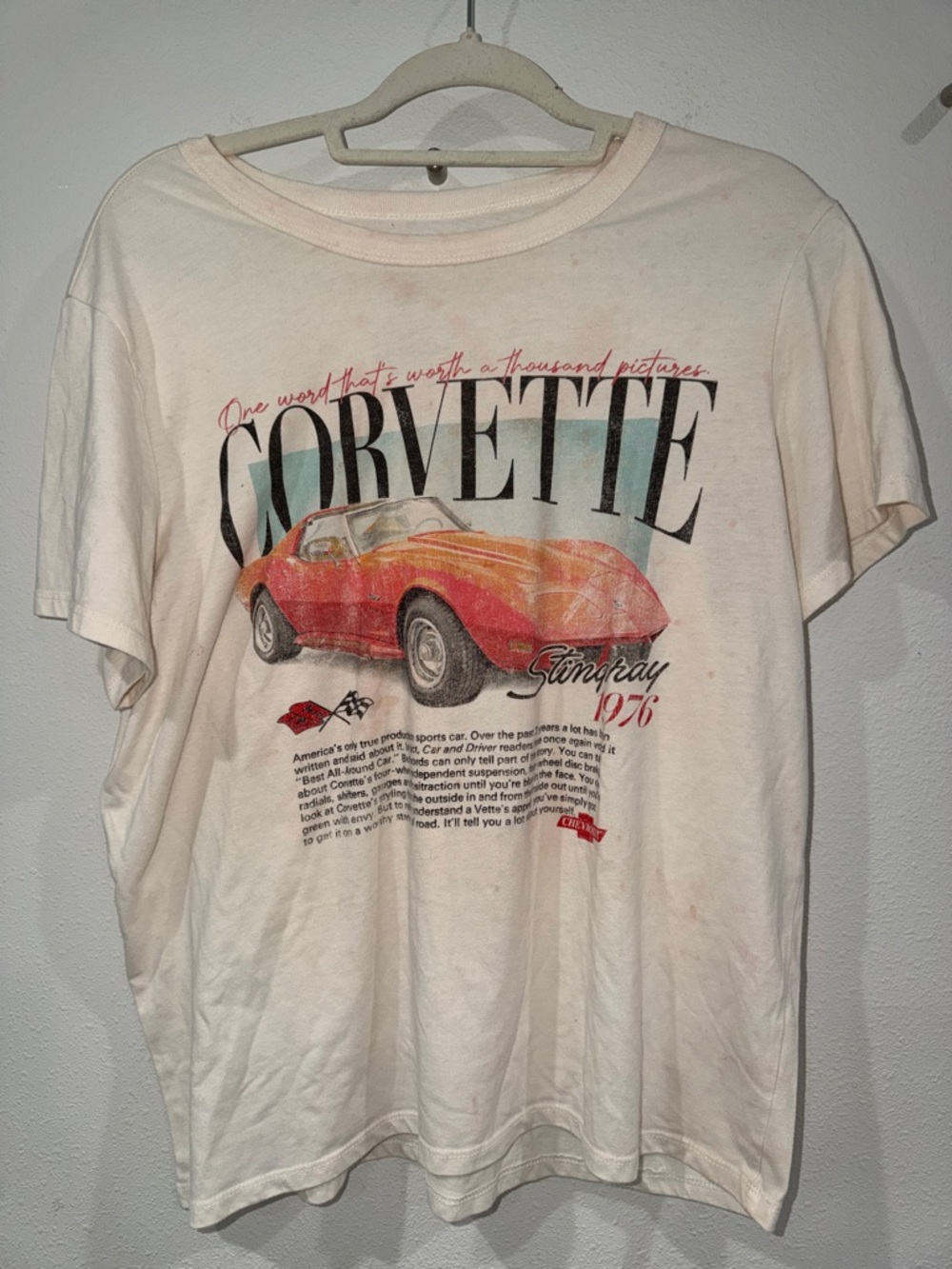 Vintage Corvette Tee with Red Car Graphic